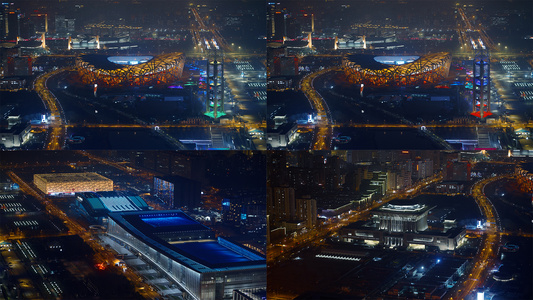 北京冬季运动会俯瞰夜景全景延时2视频