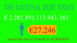 绿色屏幕上的德国人国民债务活钟计数器12秒视频