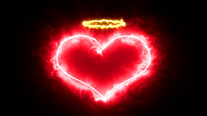 燃烧的心和上面的光环作为爱与激情的象征21秒视频