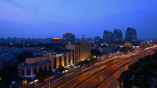 北京西直门桥夜晚延时视频