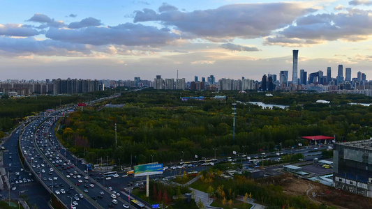 北京城市CBD森林公园延时摄影视频