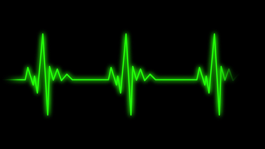 心脏心心形的绿色心电波视频