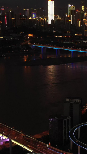 航拍实拍重庆菜园坝网红大桥航拍夜景176秒视频
