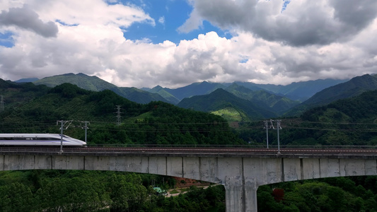 航拍广西桂林高铁线路 大好河山视频