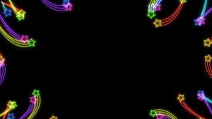 彩虹彩色花朵星在黑屏上角跳舞20秒视频