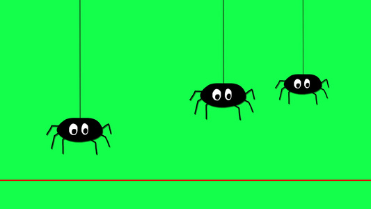 挂在字符串上的蜘蛛绿色屏幕上的动画视频