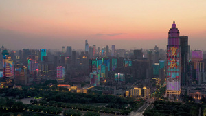 航拍武汉汉口滨江城市灯光秀61秒视频