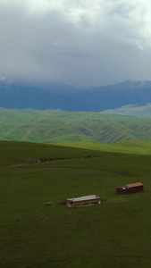 航拍5A被天山山脉环抱的喀拉峻大草原风景区旅游景区视频