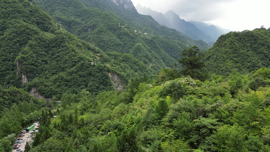 航拍大山峡谷森林自然风光视频