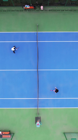 航拍运动比赛健身体育娱乐网球双打现场素材体育素材61秒视频