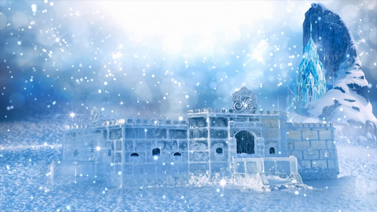 冬季冰雪城堡寒冷动态视频素材视频