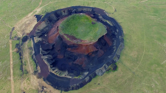 内蒙古察哈尔火山航拍视频