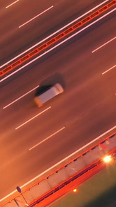 航拍夜晚城市桥梁交通出行视频素材机动车视频