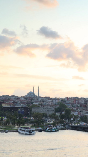 土耳其首都伊斯坦布尔城市风光日落延时视频城市建筑24秒视频