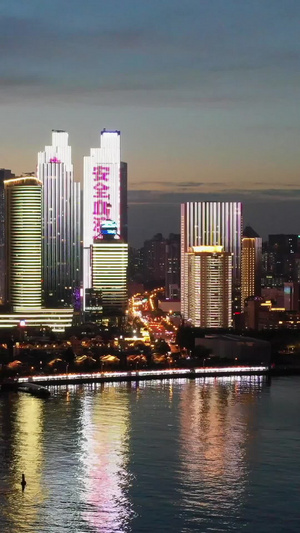 青岛城市夜景航拍视频奥帆中心58秒视频
