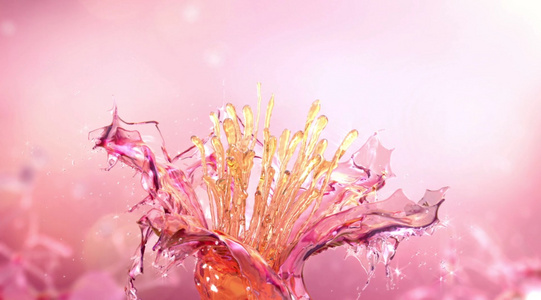 粉色三维水珠花瓣背景视频视频
