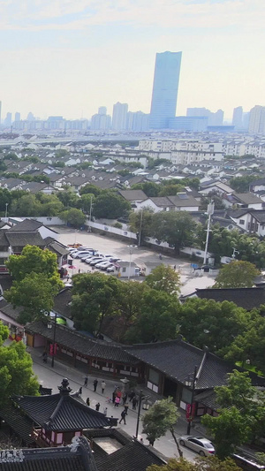 实拍江苏苏州寒山寺环绕航拍视频国风建筑31秒视频