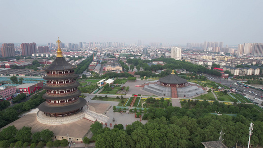 明堂天堂景区航拍河南洛阳视频