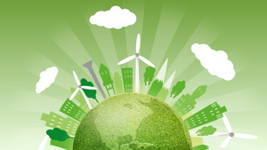 绿色卡通地球日保护地球环境背景视频20秒视频
