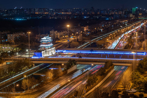 北京永定门夜景车轨8K延时12秒视频