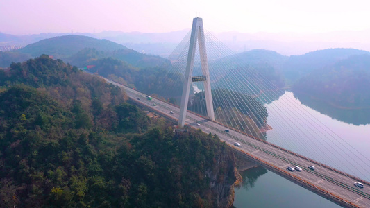 4k航拍清镇红枫湖大桥G320国道桥梁合集视频