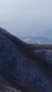 秦岭冬天雪景航拍自然风光视频