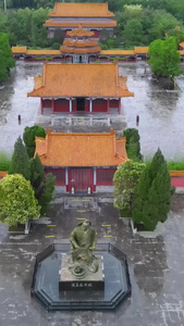 5A风景区芒砀山旅游区高太祖斩蛇园航拍刘邦斩蛇视频