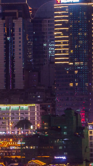 重庆渝中半岛洪崖洞环球金融中心夜景洪崖洞夜景8秒视频