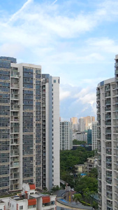 城市雨后多云蓝天自然风光航拍蓝天白云视频