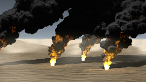 沙漠3D的石油燃烧产生视频10秒视频