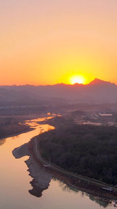 浙江天台山夕阳日落延时航拍5A景点视频