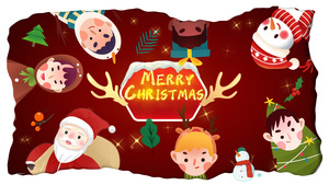 动漫卡通e3d红色圣诞节快乐AE模板18秒视频