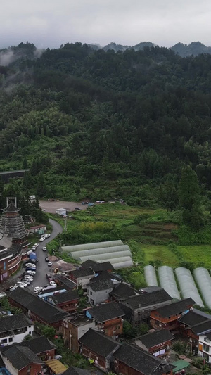 航拍美丽的肇兴侗寨原生态风光少数名族25秒视频