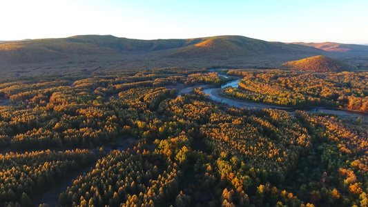 根河源国家湿地公园秋季航拍视频