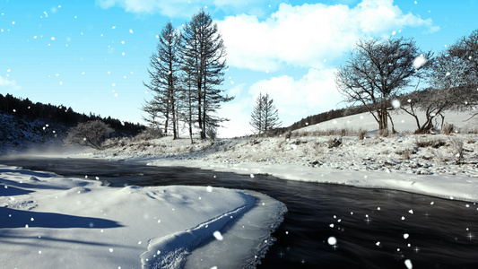 4K唯美的大自然雪景背景视频素材视频