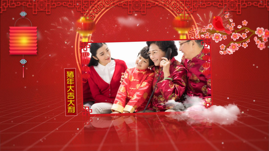 2019红色中国风猪年大吉家庭电子相册视频