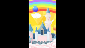 卡通城堡彩虹相册背景30秒视频