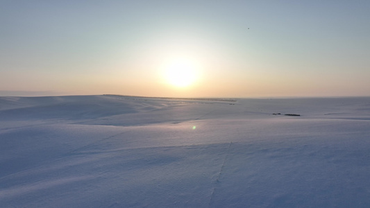 航拍内蒙古冬季雪原风光视频