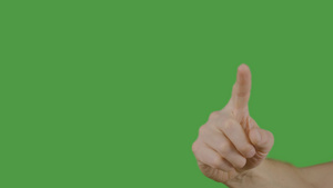 绿色背景上的男性食指手指触摸屏幕39秒视频