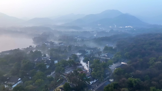 航拍杭州西湖美景视频