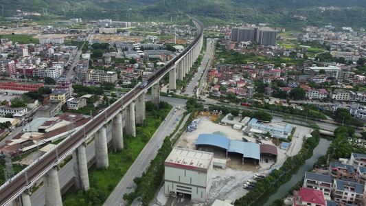 航拍高铁铁路动车铁路桥视频