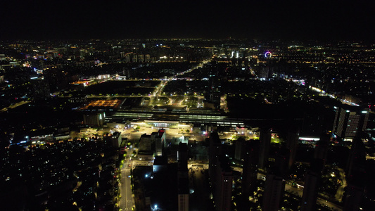 江苏常州城市夜景航拍视频