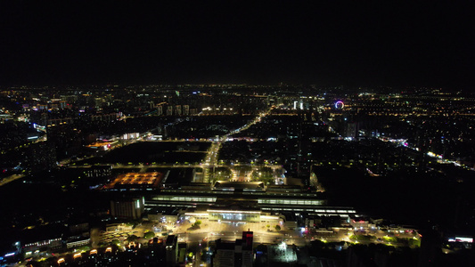 江苏常州城市夜景航拍视频