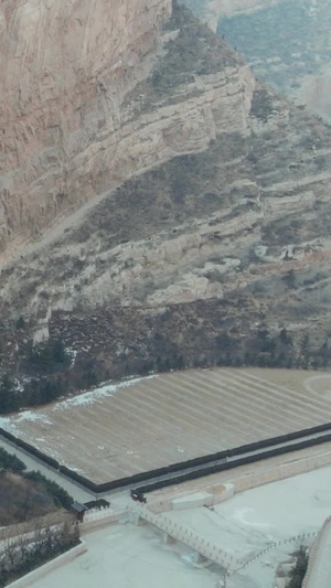 恒山悬空寺冬季航拍空镜古建筑104秒视频