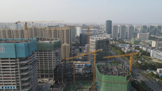 4K航拍山东济南城市建设视频