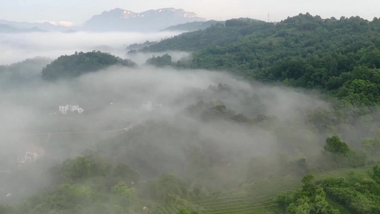 山峦间白云飘。视频