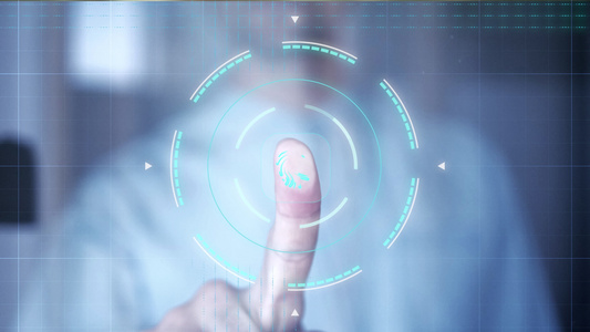 访问控制系统未来个人识别生物识别认证概念商人将手指视频