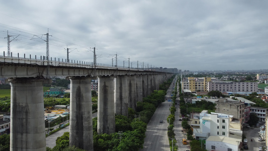 航拍高铁铁路动车铁路桥视频