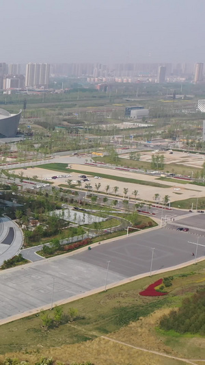 航拍奥体中心郑州博物馆城市建筑60秒视频