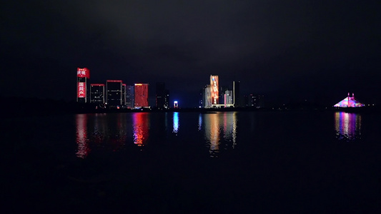 义乌城市地标夜景灯光秀 视频
